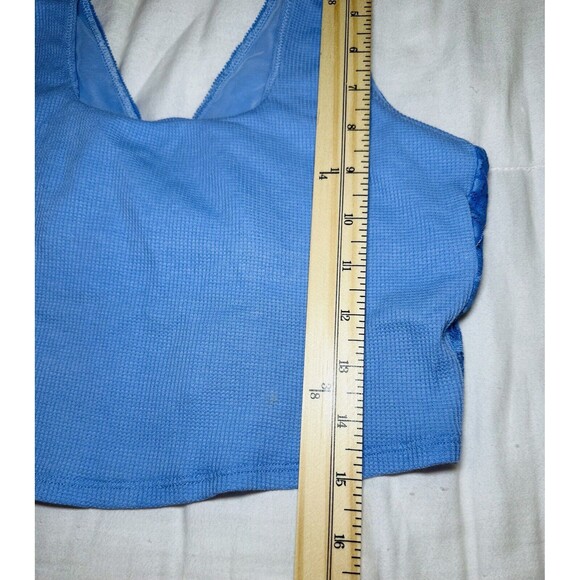 AERIE‎ Blue Lace Back Crop Tank with Built in Shelf Bra SIZE MEDIUM NWT - Picture 6 of 8
